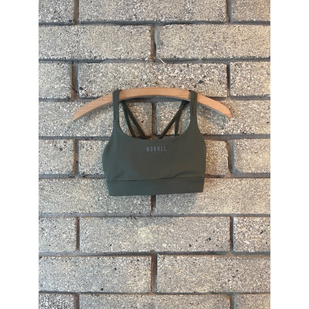 Nobull Womens Olive Green Double Strap Sports Bra XS